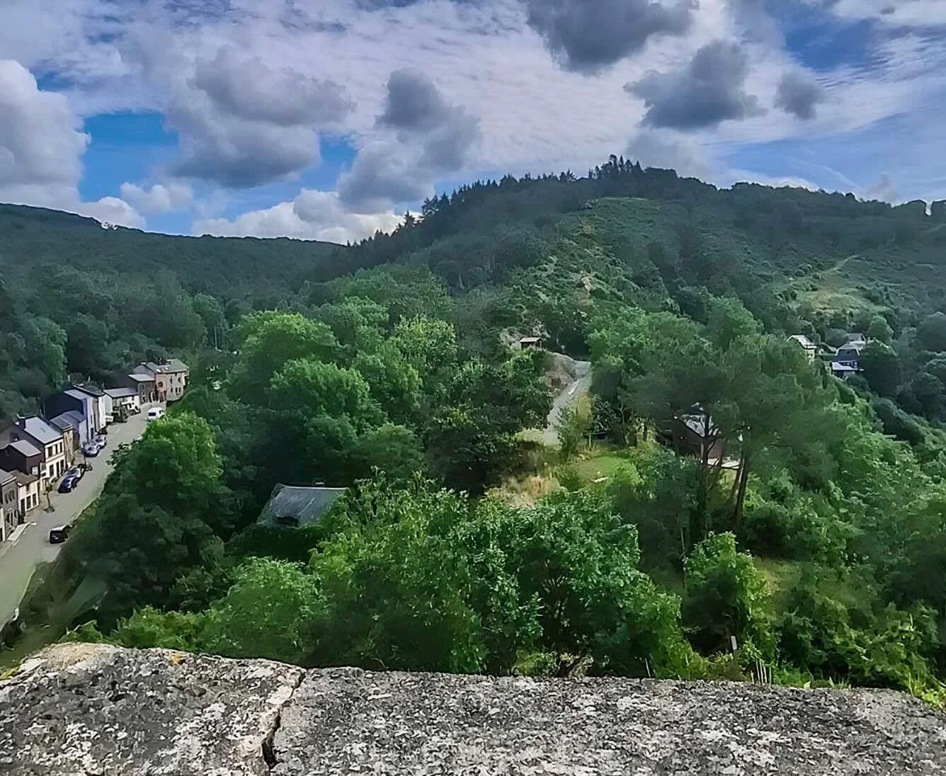Panorama sur la vallée boisée autour de La Roche-en-Ardenne
